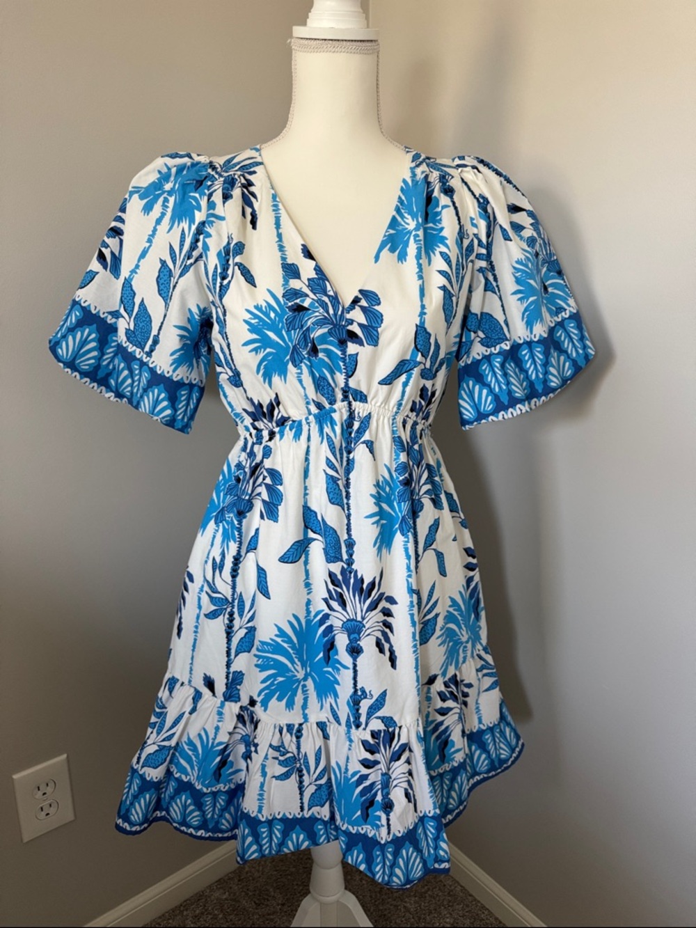 Lilly Pulitzer White and Blue Floral Mini Dress